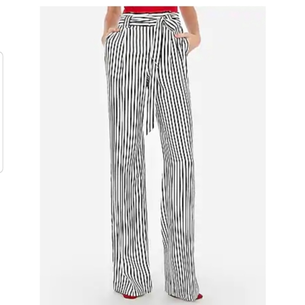 Express High Waisted Striped Wide Leg Pants
